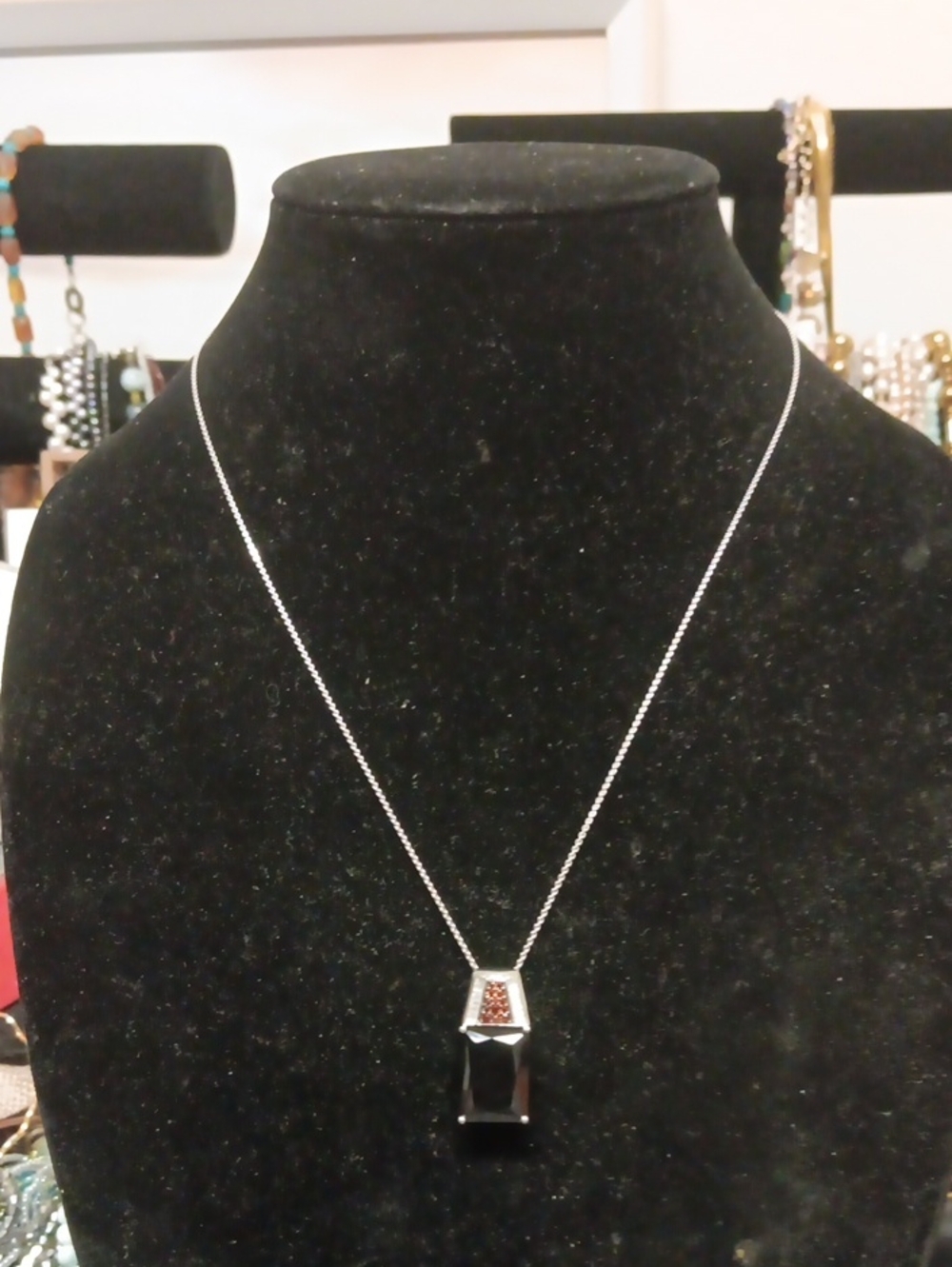 D'Joy Thai Black Spinel, Multi Gemstone Pendant Necklace in Rhodium Over 925